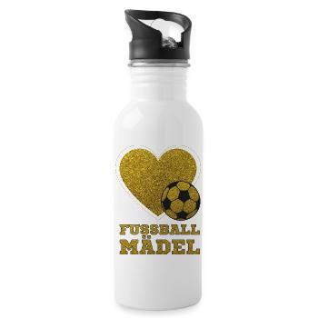 fussball mädel herz glitzer Frauenfussball - Trinkflasche mit integriertem Trinkhalm - Weiß - Rechts