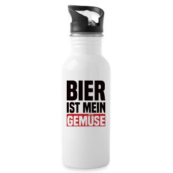 Bier Ist Mein Gemüse - Trinkflasche mit integriertem Trinkhalm - Weiß - Rechts