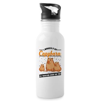 Capybara Gift Capybara Capibara - Water bottle with straw - white - Right