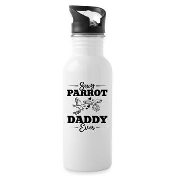 Sexy Papagei Daddy Ever Nymphensittich Vogel Ara - Trinkflasche mit integriertem Trinkhalm - Weiß - Rechts