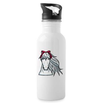 White Horse with Bandana Horses - Water bottle with straw - white - Right
