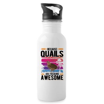 Because Quails are freaking awesome Quail - Water bottle with straw - white - Right