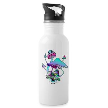 Magic Mushrooms Psychedelic Art - Water bottle with straw - white - Right