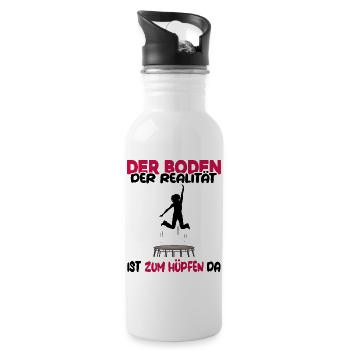 trampolin trampolinspringen jumpgirl - Trinkflasche mit integriertem Trinkhalm - Weiß - Rechts