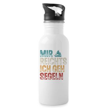 Segeln Segler Segelboot Retro Vintage - Trinkflasche mit integriertem Trinkhalm - Weiß - Rechts