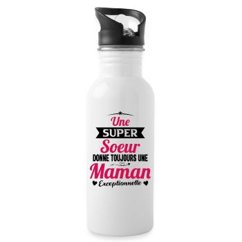 Super soeur cadeau drôle future maman - Gourde avec paille intégrée - blanc - Droite