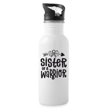 Schwester eines Krieger-Zebras für seltene Krankheiten - Trinkflasche mit integriertem Trinkhalm - Weiß - Rechts