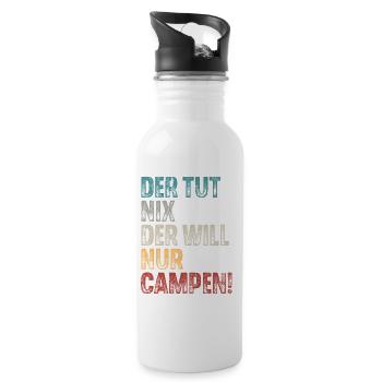 Campen Camping Retro Vintage - Trinkflasche mit integriertem Trinkhalm - Weiß - Rechts