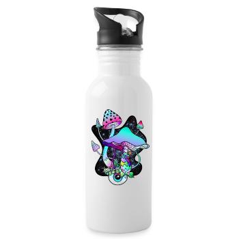 Magic Mushroom Eye Psychedelic Mushroom Art - Water bottle with straw - white - Right