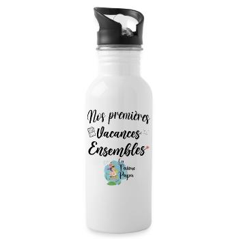 Nos 1ères vacances ensembles on t'aime papa - Gourde avec paille intégrée - blanc - Droite
