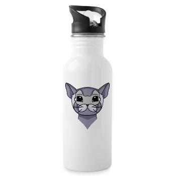 British Shorthair Head Cat Cat Owner - Water bottle with straw - white - Right