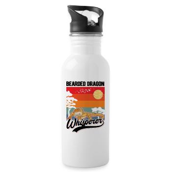 Bartagamen Flüsterer Bearded Dragon Whisperer - Trinkflasche mit integriertem Trinkhalm - Weiß - Rechts