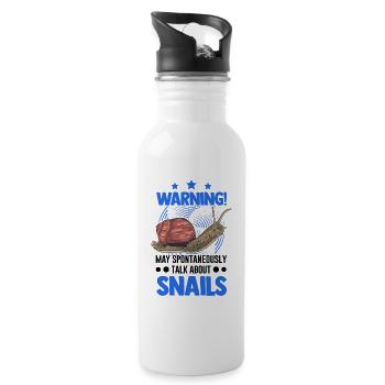 Schnecke Geschenk Weinbergschnecke - Trinkflasche mit integriertem Trinkhalm - Weiß - Rechts