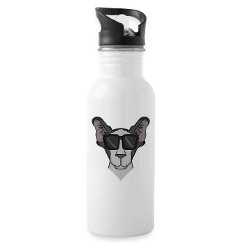 Orientalisch Kurzhaar Katze mit Sonnenbrille - Trinkflasche mit integriertem Trinkhalm - Weiß - Rechts