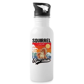 Eichhörnchen Flüsterer Squirrel Whisperer - Trinkflasche mit integriertem Trinkhalm - Weiß - Rechts