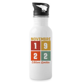 Novembre 1922 Edition limitée Cadeau Anniversaire - Gourde avec paille intégrée - blanc - Droite