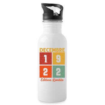 Décembre 1922 Edition limitée Cadeau Anniversaire - Gourde avec paille intégrée - blanc - Droite