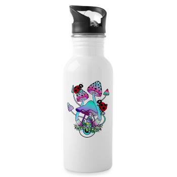 Magic Mushrooms Marienkäfer Psychedelic Pilzkunst - Trinkflasche mit integriertem Trinkhalm - Weiß - Rechts