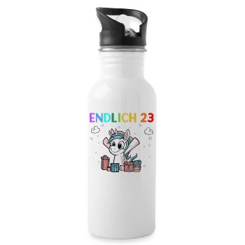 Endlich 23 Meine Eltern Wohnen Immer Noch Bei Mir - Trinkflasche mit integriertem Trinkhalm - Weiß - Rechts