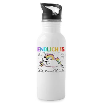 Endlich 15 Meine Eltern Wohnen Immer Noch Bei Mir - Trinkflasche mit integriertem Trinkhalm - Weiß - Rechts
