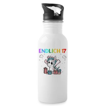 Endlich 17 Meine Eltern Wohnen Immer Noch Bei Mir - Trinkflasche mit integriertem Trinkhalm - Weiß - Rechts