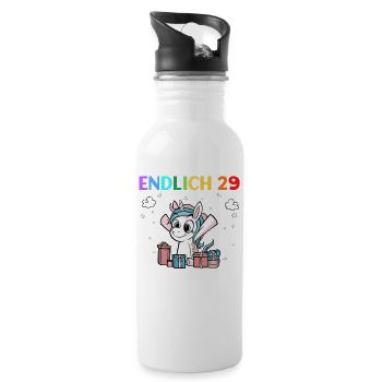 Endlich 29 Meine Eltern Wohnen Immer Noch Bei Mir - Trinkflasche mit integriertem Trinkhalm - Weiß - Rechts