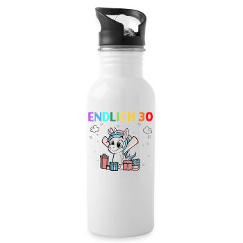 Endlich 30 Meine Eltern Wohnen Immer Noch Bei Mir - Trinkflasche mit integriertem Trinkhalm - Weiß - Rechts