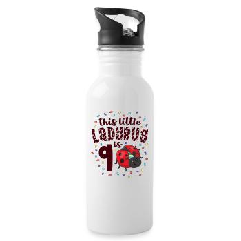 This Little Ladybug Is 9 Years Old 9th Birthday - Water bottle with straw - white - Right