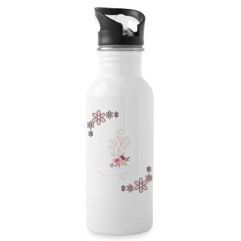 Rosa Frühling - Trinkflasche mit integriertem Trinkhalm - Weiß - Rechts