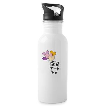 Trixic Flagge Ballon Herzen Pride LGBTQ Panda - Trinkflasche mit integriertem Trinkhalm - Weiß - Rechts