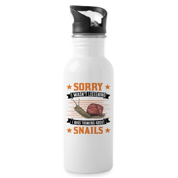 Snail Gift Vineyard Snail - Water bottle with straw - white - Right