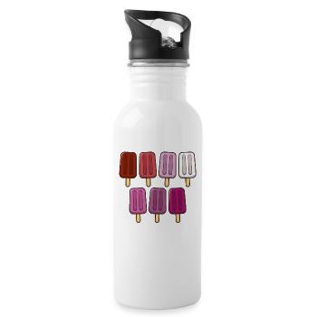 Lesbian Flag Popsicles 4th of July Subtle Pride - Water bottle with straw - white - Right