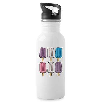Intersex Flag Popsicles 4th of July Subtle Pride - Water bottle with straw - white - Right