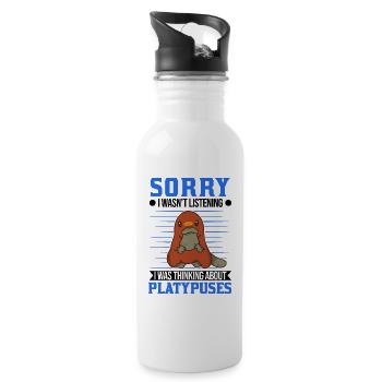 Platypus Gift Idea Platypus - Water bottle with straw - white - Right