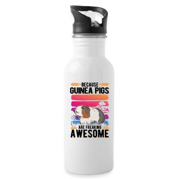 Cochon d’Inde Cadeau Cochon d’Inde - Gourde avec paille intégrée - blanc - Droite