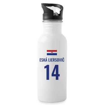 Fußball Sauf Trikot Kroatien Mallorca Party Gruppe - Trinkflasche mit integriertem Trinkhalm - Weiß - Rechts