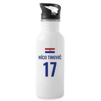 Fußball Sauf Trikot Kroatien Mallorca Party Gruppe - Trinkflasche mit integriertem Trinkhalm - Weiß - Rechts