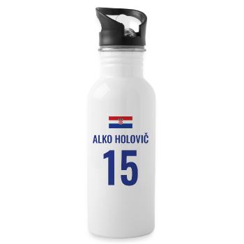Fußball Sauf Trikot Kroatien Mallorca Party Gruppe - Trinkflasche mit integriertem Trinkhalm - Weiß - Rechts