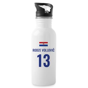 Fußball Sauf Trikot Kroatien Mallorca Party Gruppe - Trinkflasche mit integriertem Trinkhalm - Weiß - Rechts