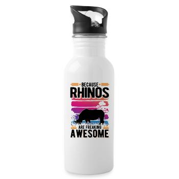 Because Rhinos are freaking awesome Nashorn - Trinkflasche mit integriertem Trinkhalm - Weiß - Rechts