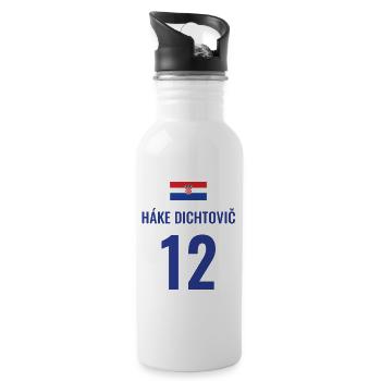 Fußball Sauf Trikot Kroatien Mallorca Party Gruppe - Trinkflasche mit integriertem Trinkhalm - Weiß - Rechts