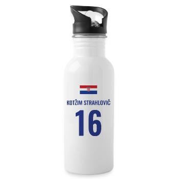 Fußball Sauf Trikot Kroatien Mallorca Party Gruppe - Trinkflasche mit integriertem Trinkhalm - Weiß - Rechts