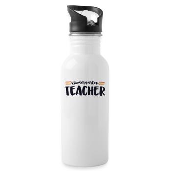 Retro Kindergärtnerin Kinder Crew 70er zurück - Trinkflasche mit integriertem Trinkhalm - Weiß - Rechts