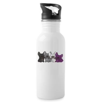 Asexual Flag French Bulldog Pride LGBTQ Dogs - Water bottle with straw - white - Right