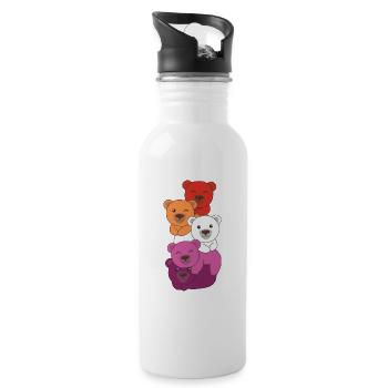 Lesbian Flag Pride LGBTQ Mignon Bear Bunch - Gourde avec paille intégrée - blanc - Droite