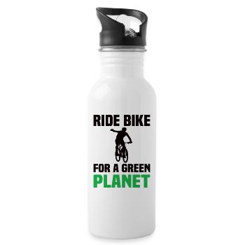 Ride Bike For A Green Planet - Trinkflasche mit integriertem Trinkhalm - Weiß - Rechts