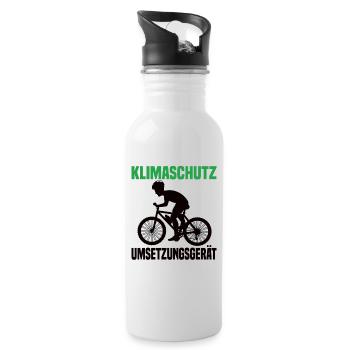 Klimaschutz Umsetzungsgerät Fahrrad Fahren Klima - Trinkflasche mit integriertem Trinkhalm - Weiß - Rechts