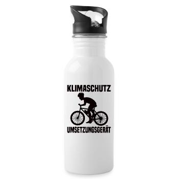 Klimaschutz Umsetzungsgerät Fahrrad Fahren Klima - Trinkflasche mit integriertem Trinkhalm - Weiß - Rechts
