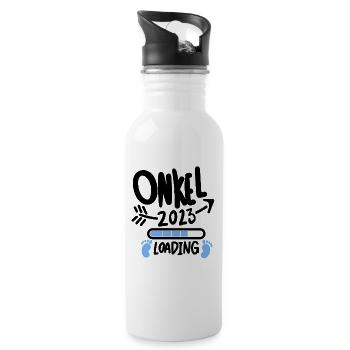 Onkel 2023 - Onkel werden - Onkel loading 2023 - Trinkflasche mit integriertem Trinkhalm - Weiß - Rechts