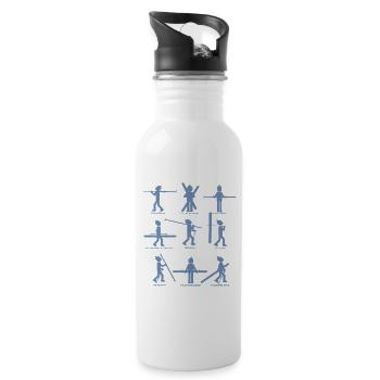 9 Typen der Skifahrer - Trinkflasche mit integriertem Trinkhalm - Weiß - Rechts